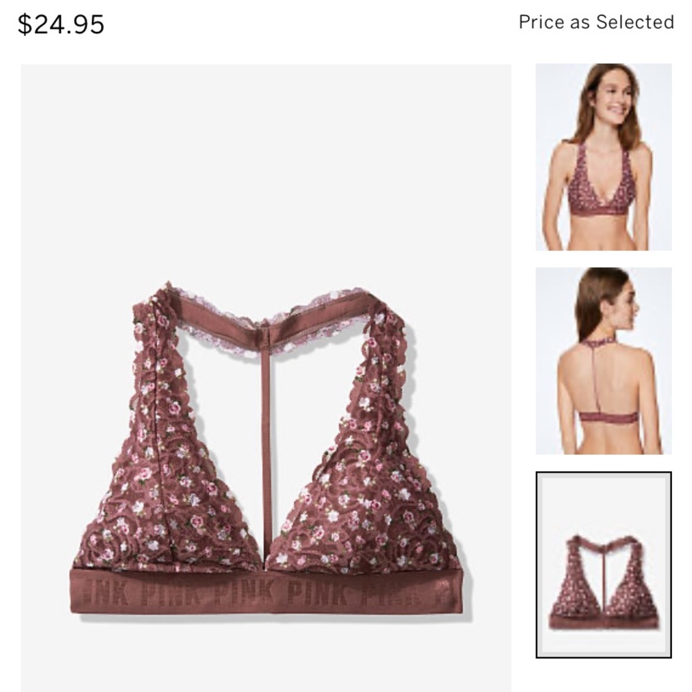 VS Pink Lace Halter Bralette